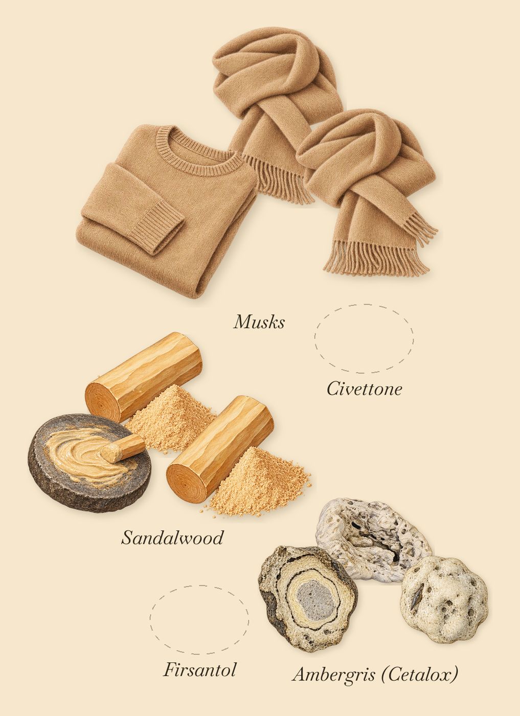I Don't Know What, what stays: Civettone, Firsantol, Ambergris (Cetalox), Musks, Sandalwood