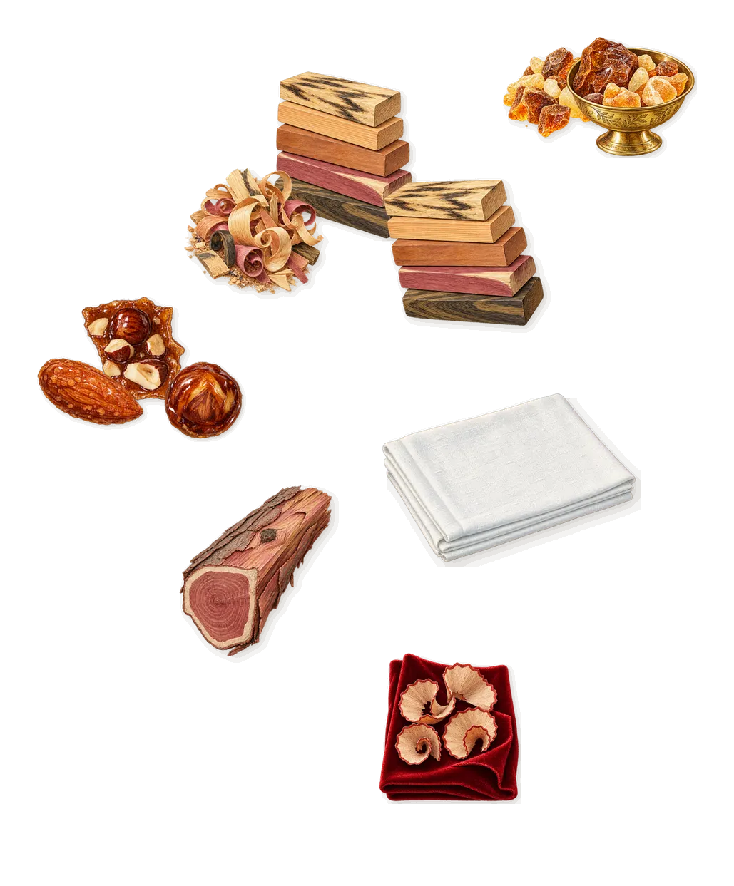 Only Desire, what stays: Praline, Ambery woods, Amber, Virginia cedar, Iso E Super (pencil shavings on velvet), Hexadecanolactone (musk)