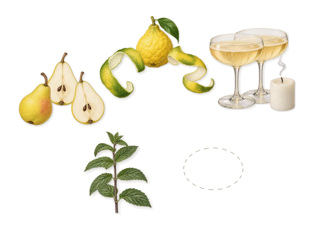 Only Desire, when you spray it: Bergamot, Aldehydes, Pear, Banana, Carvone (spearmint)