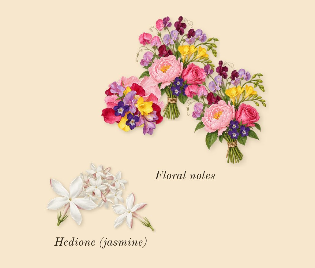 Eau Sauvage, heart: Hedione (jasmine), Floral notes
