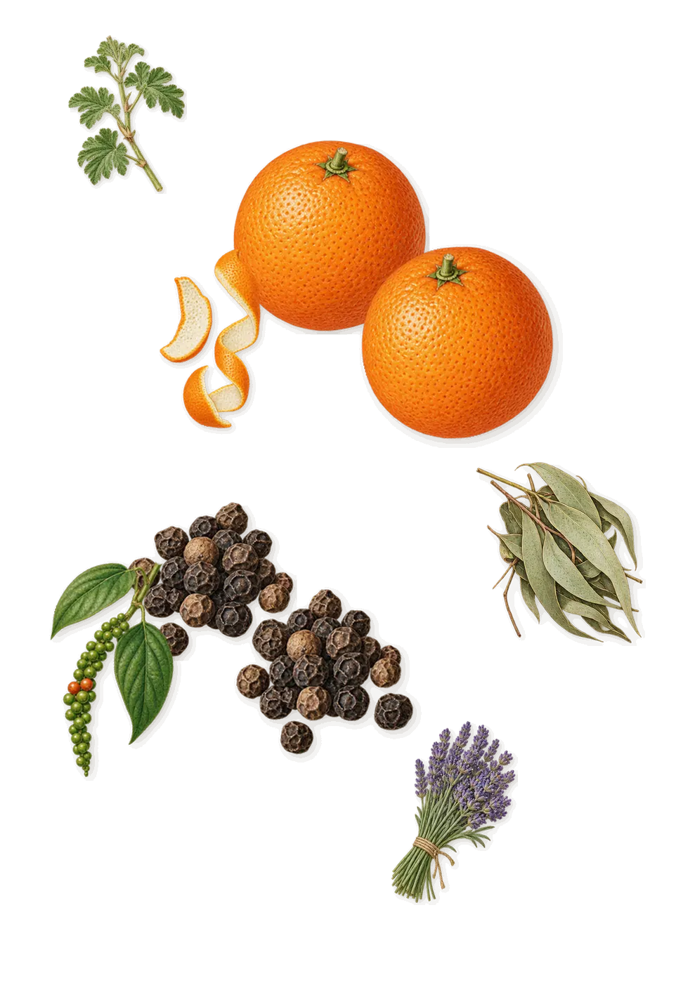 The One for Men, when you spray it: Black pepper, Sweet orange, Lavender, Geranium, Eucalyptus