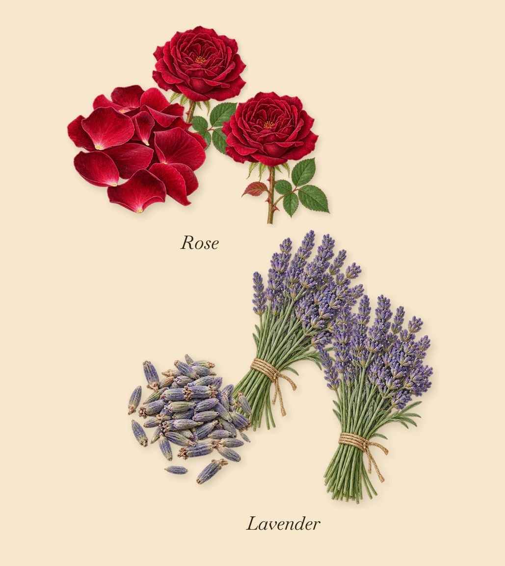 Camomille Satin, as it settles: Lavender, Rose