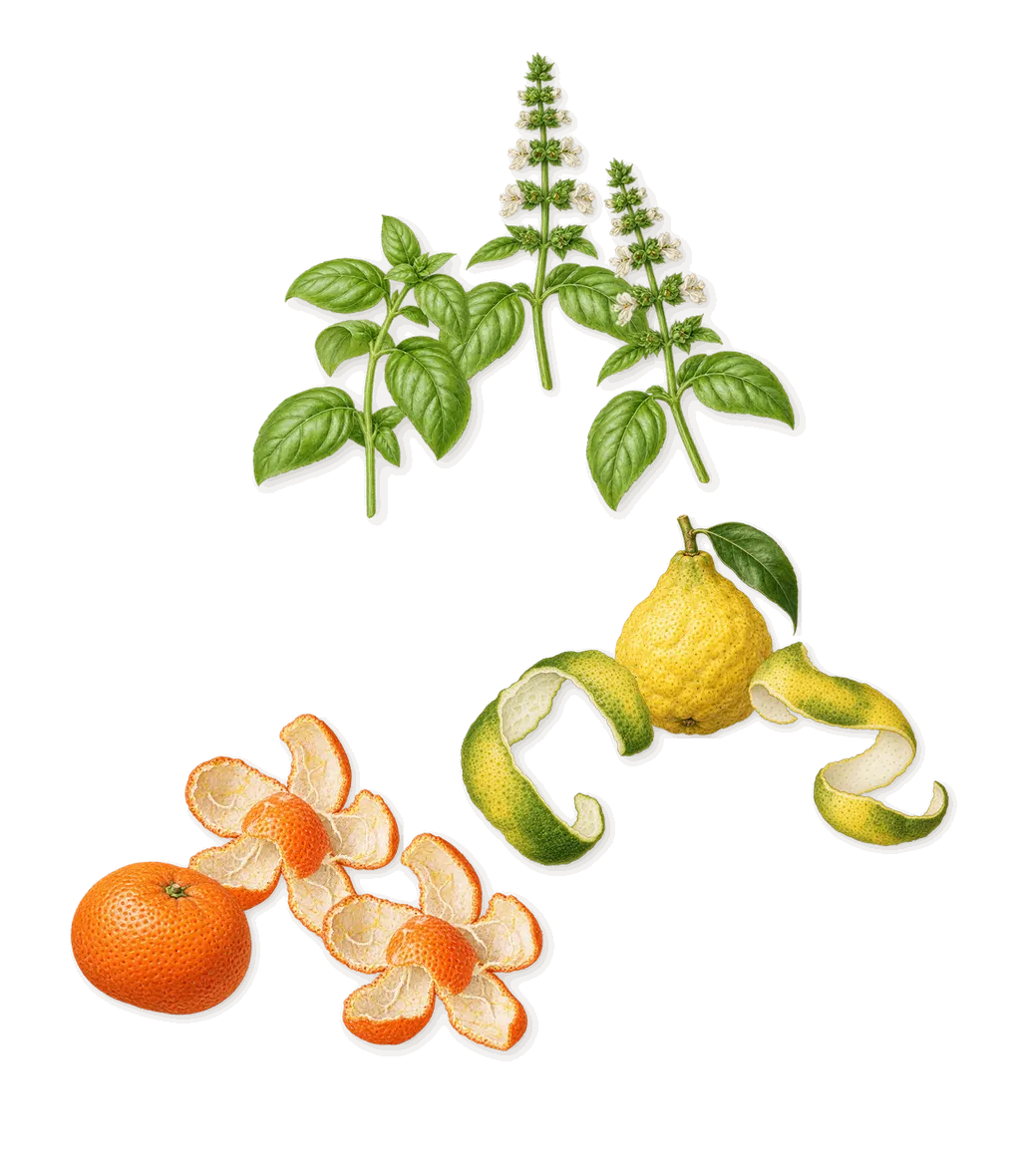 Crazy Basil, when you spray it: Basil, Bergamot, Mandarin
