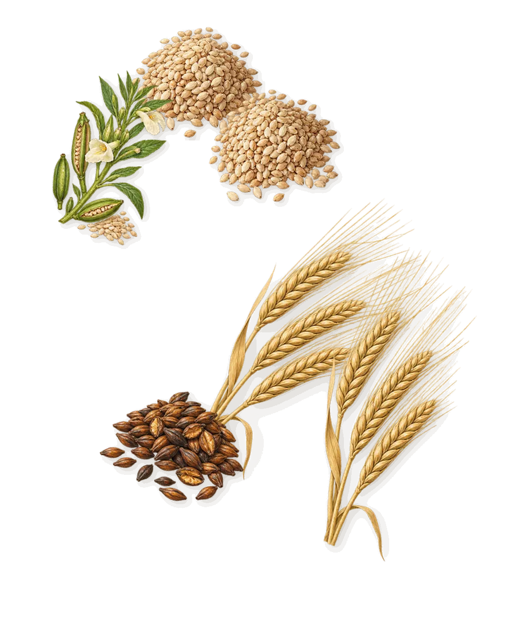 Velvet Violet, as it settles: Sesame, Barley