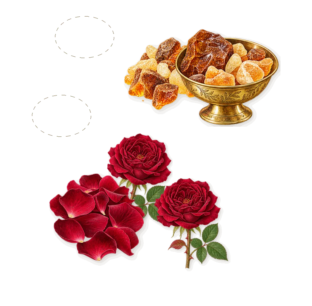 Melting Lust, as it settles: Amber, Guajakholz, Lavendel, Rose