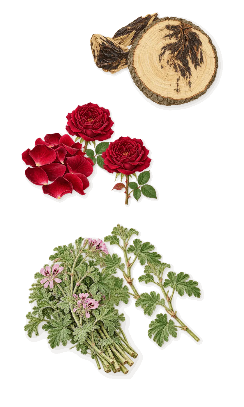 500 Years, as it settles: Rose, Oud, Geranium
