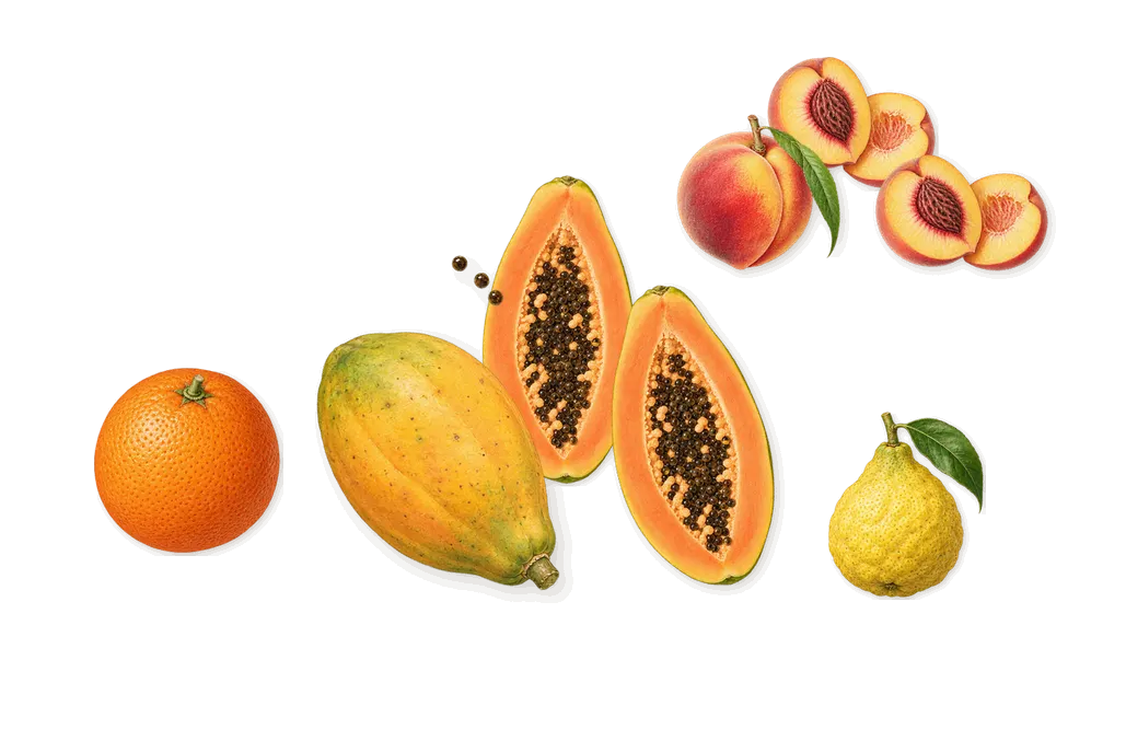 Delizia Peachplease, when you spray it: Peach, Papaya, Sweet orange, Bergamot