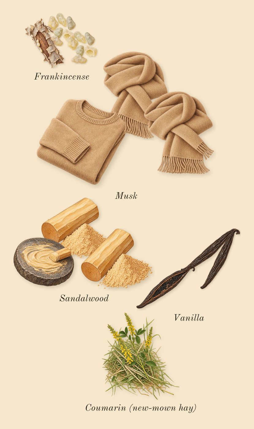 Acne Studios par Frédéric Malle, dry-down: Frankincense, Vanilla, Sandalwood, Musk, Coumarin (new-mown hay)