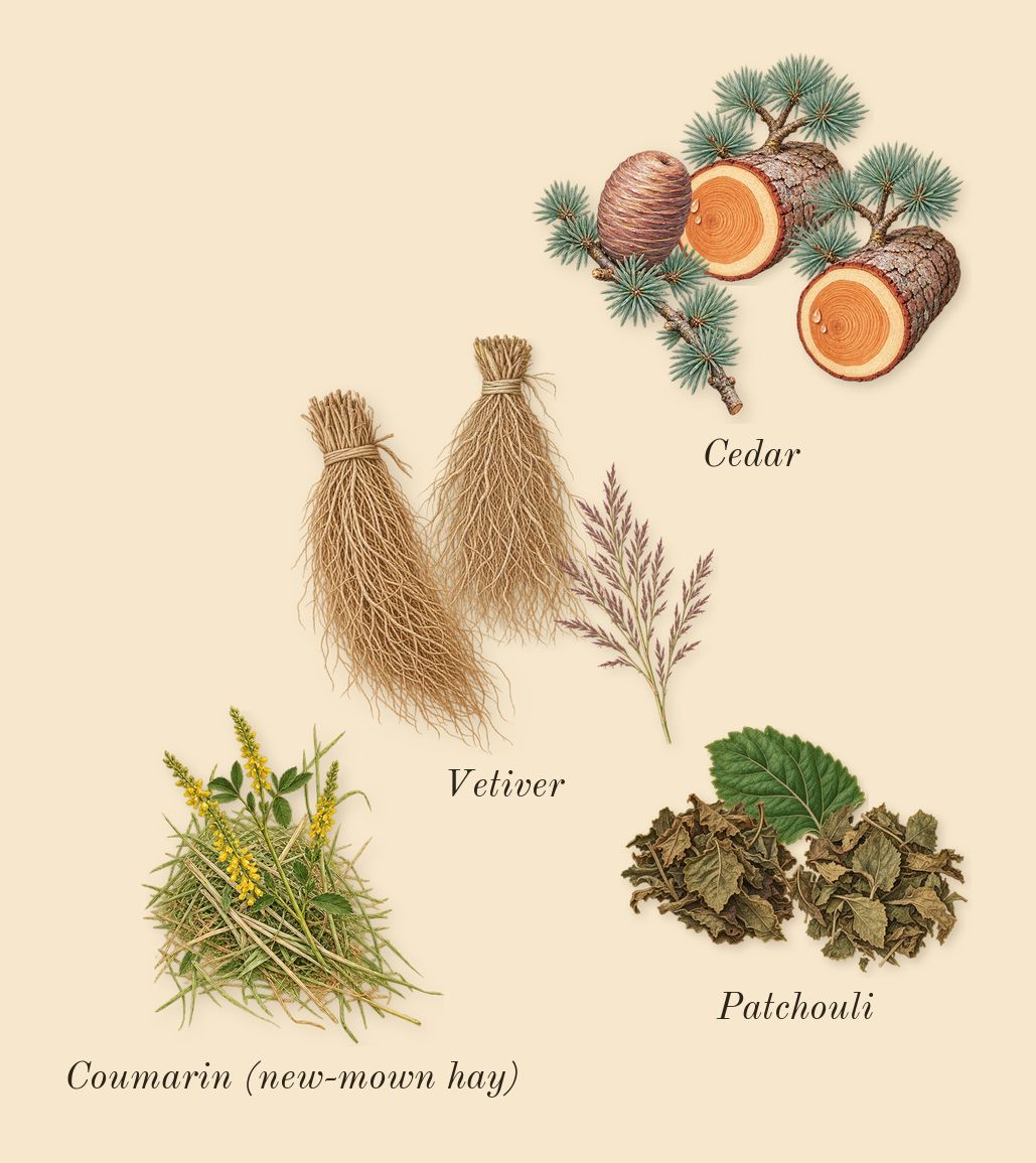 Gentleman Réserve Privée, dry-down: Cedar, Vetiver, Patchouli, Coumarin (new-mown hay)