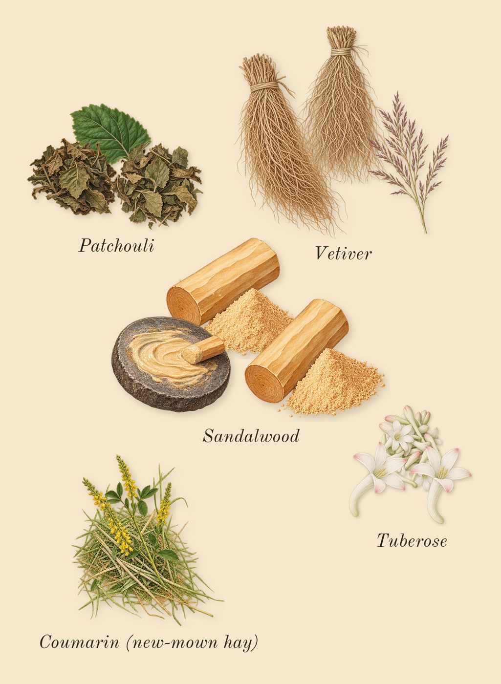 L'Interdit Rouge, dry-down: Patchouli, Sandalwood, Tuberose, Vetiver, Coumarin (new-mown hay)