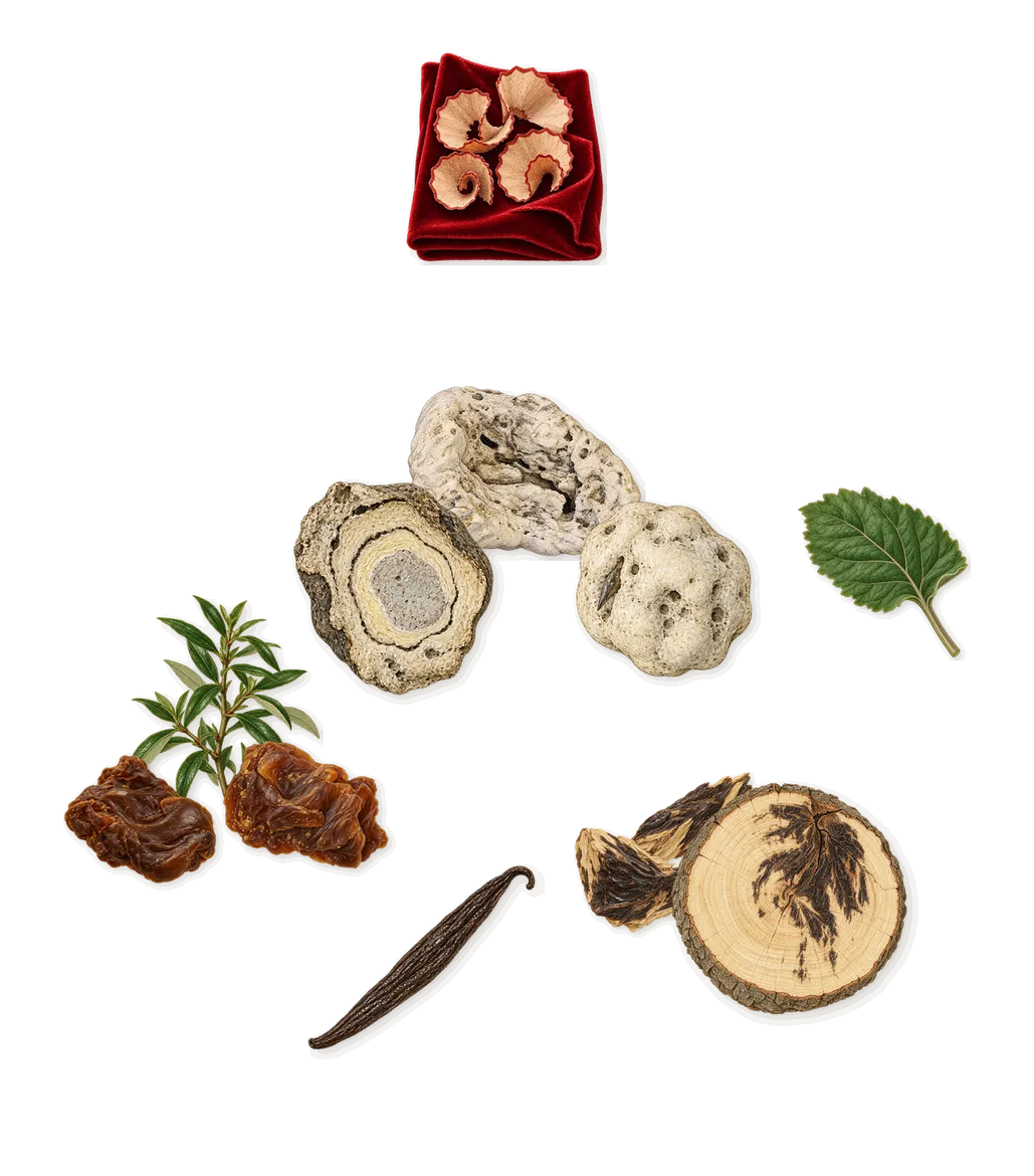 Tales of Amber, what stays: Labdanum, Ambergris, Oud, Patchouli, Iso E Super (pencil shavings on velvet), Vanillin (vanilla)