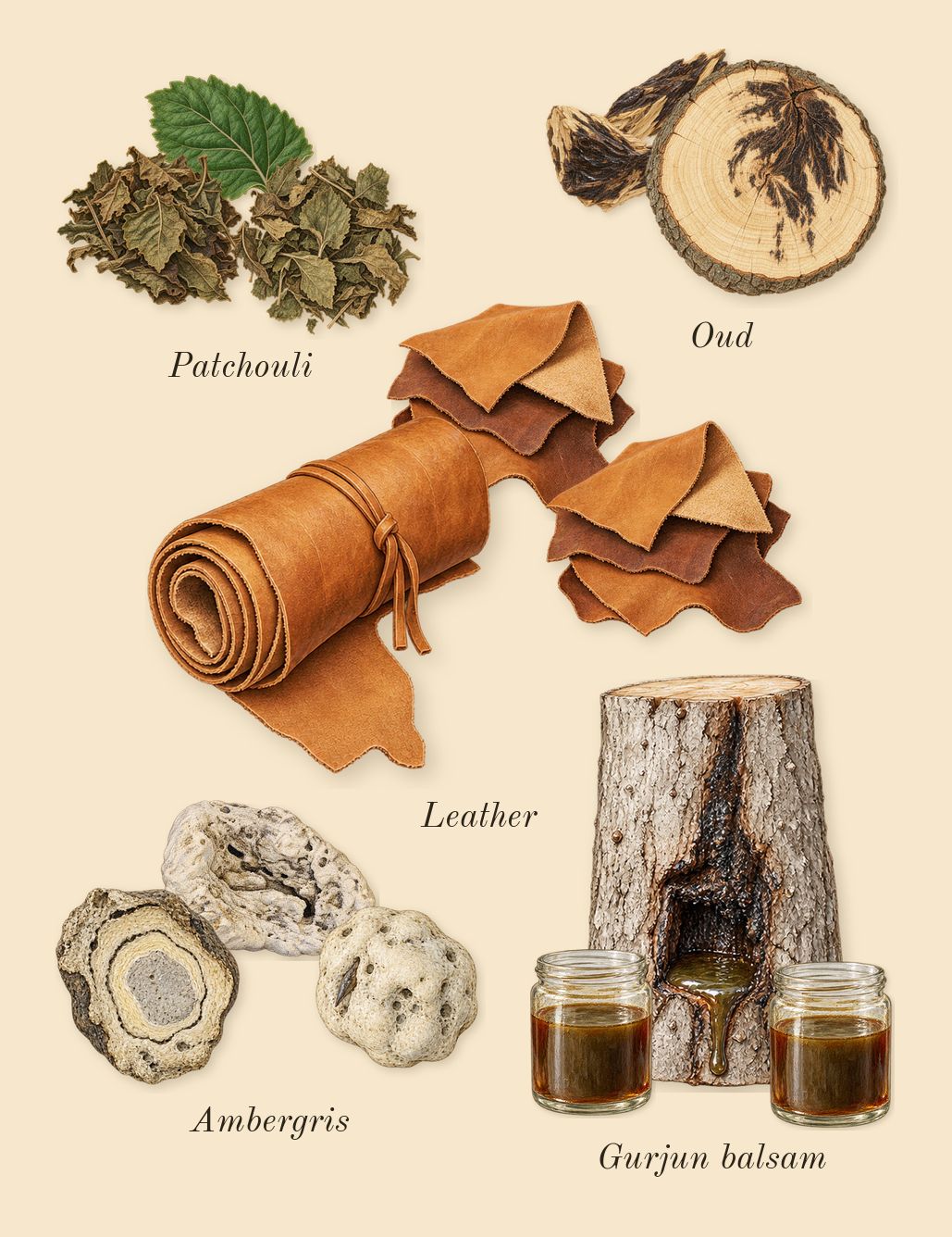 Intense Oud, dry-down: Leather, Patchouli, Gurjun balsam, Oud, Ambergris