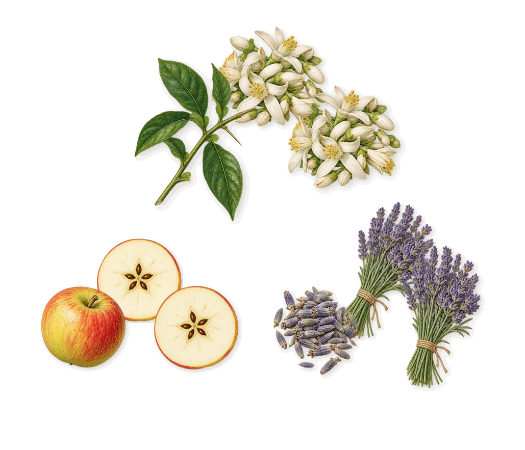 Seductive Homme Noir, as it settles: Lavender, Orange flower, Apple