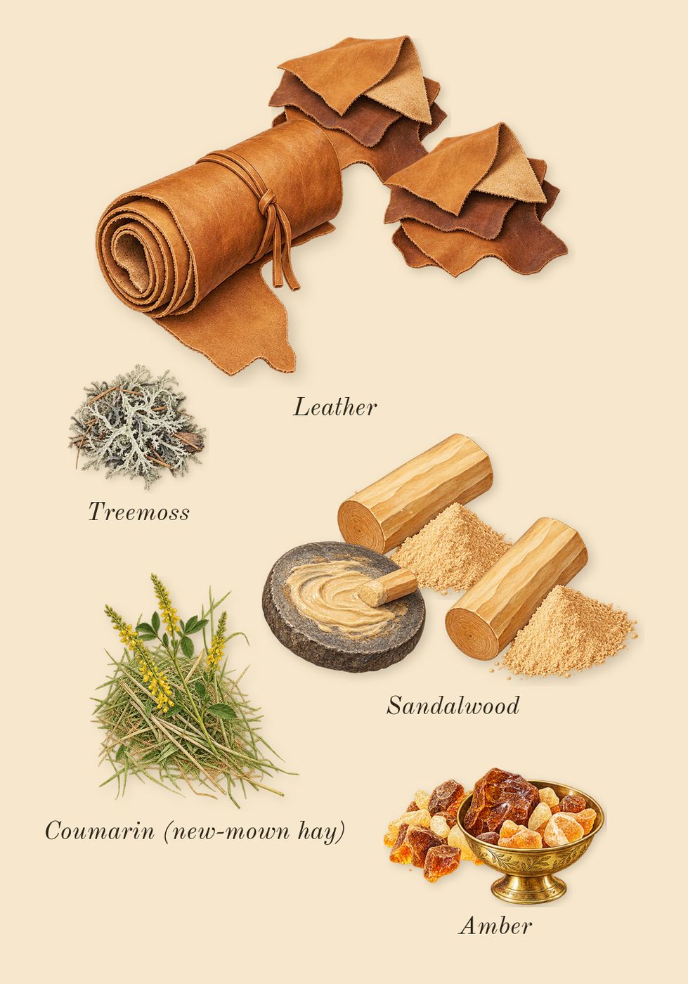 Drakkar Noir, dry-down: Amber, Leather, Sandalwood, Treemoss, Coumarin (new-mown hay)