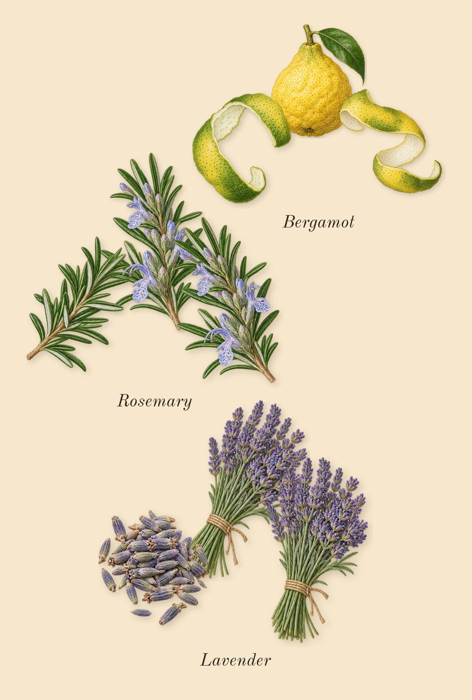 Drakkar Noir, top notes: Bergamot, Lavender, Rosemary