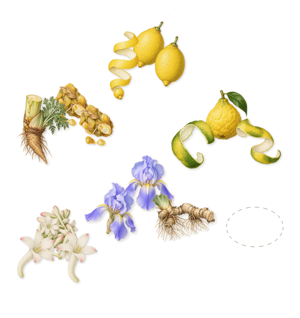 Fidji, when you spray it: Hiacynth, Galbanum, Iris, Bergamot, Lemon, Tuberose
