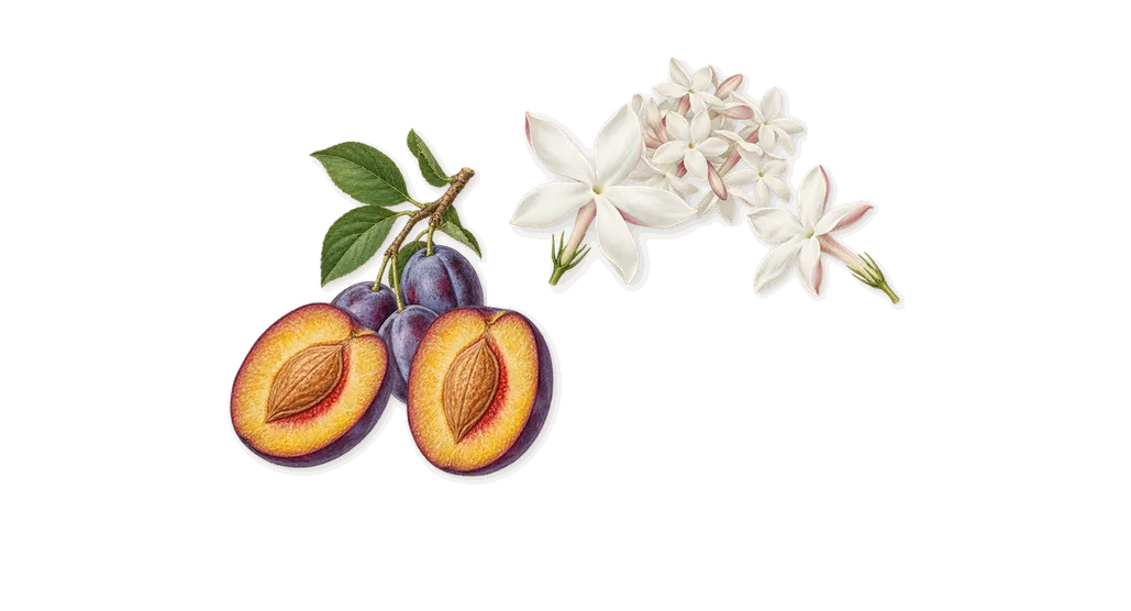 Isvaraya, as it settles: Plum, Jasmine