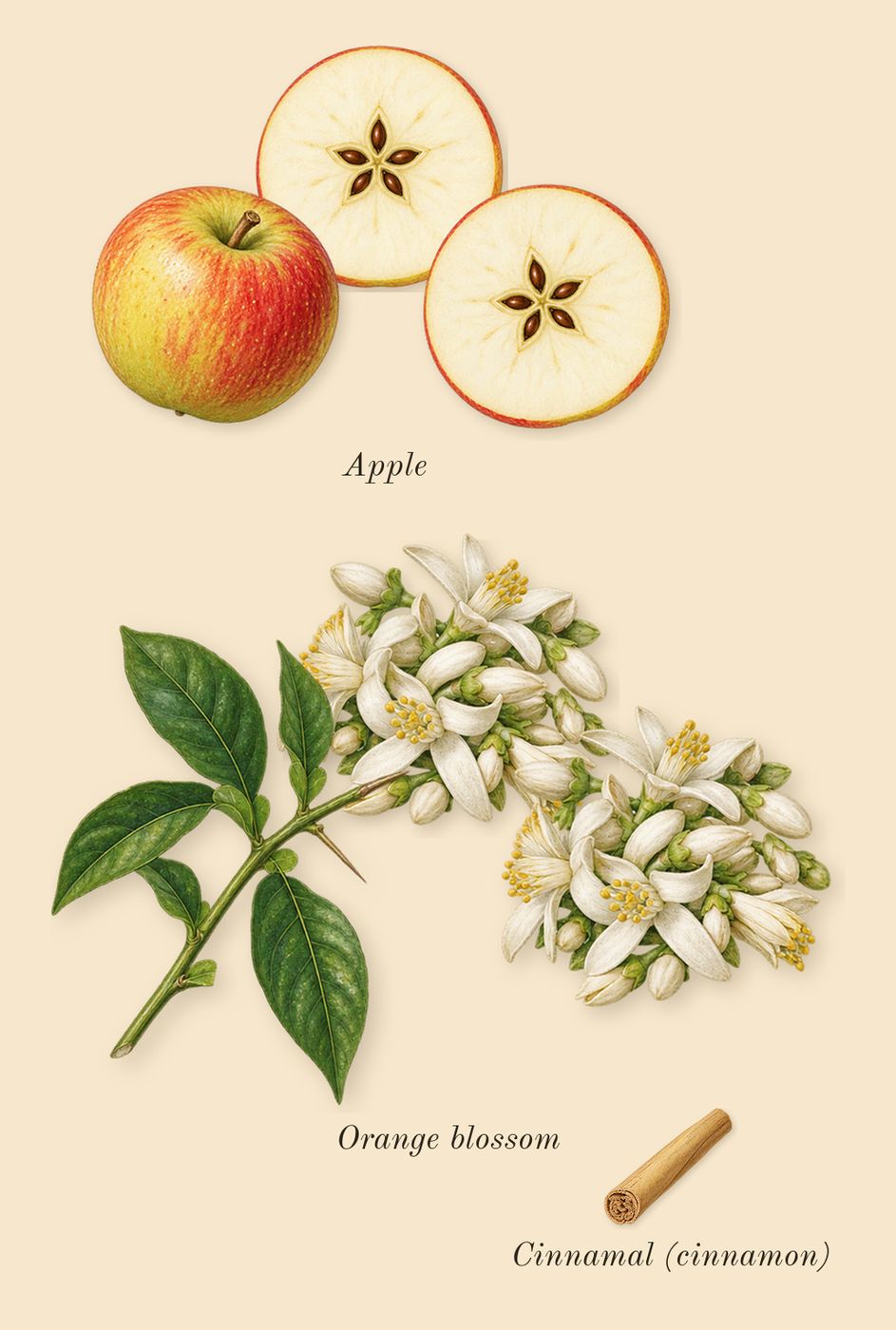 Addictive Vibration, heart: Apple, Orange blossom, Cinnamal (cinnamon)