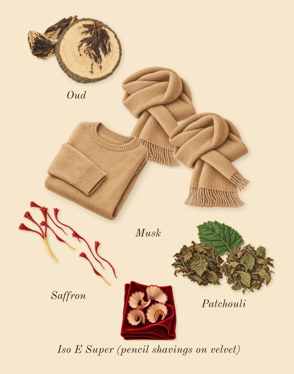 Oud for Greatness, dry-down: Oud, Saffron, Patchouli, Musk, Iso E Super (pencil shavings on velvet)