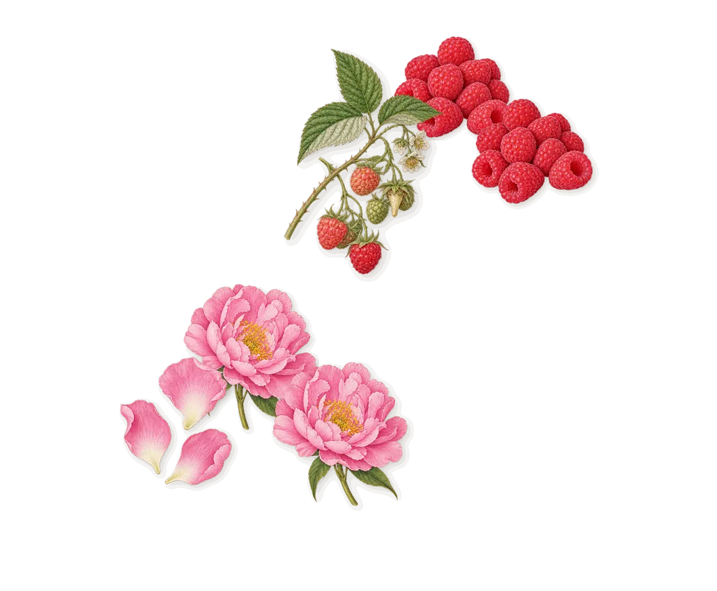 Vintage Bloom, as it settles: Peony, Raspberry