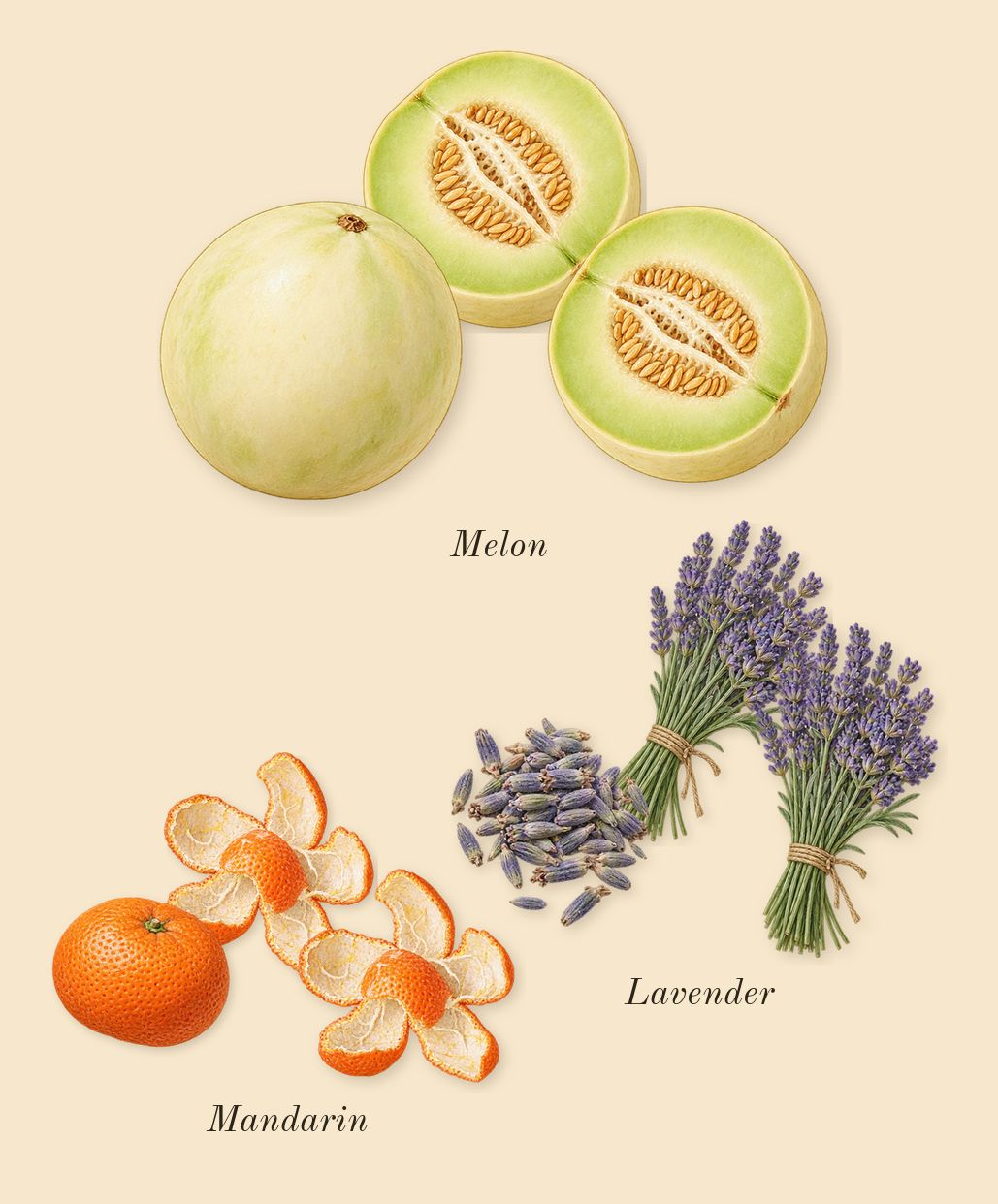 Man, top notes: Lavender, Mandarin, Melon