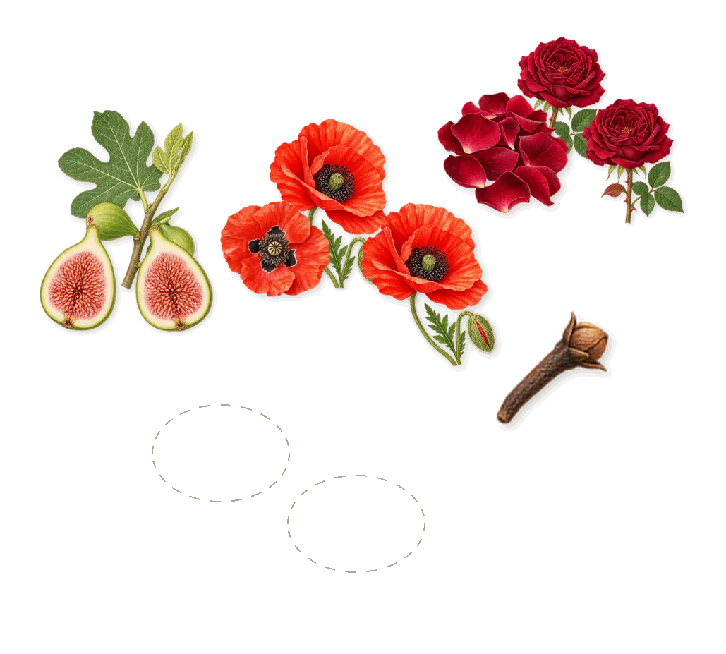 Poppy & Barley Cologne, as it settles: Poppies, Rose, Bran, Fig, Poppy, Isoeugenol (clove)