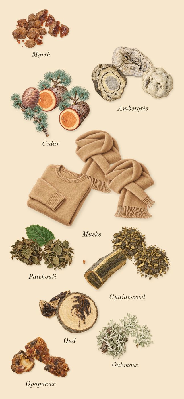 Jubilation 40 Man, dry-down: Patchouli, Opoponax, Myrrh, Cedar, Guaiacwood, Musks, Oakmoss, Ambergris, Oud