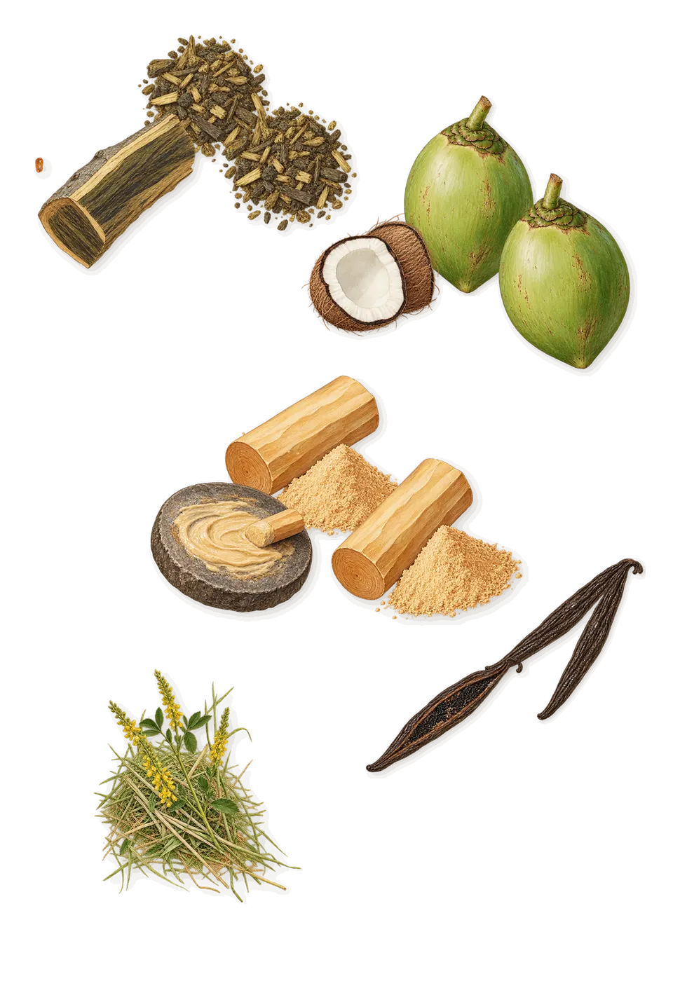 Maldives in a Bottle Ylang Coco 20, what stays: Coconut, Sandalwood, Vanilla, Guaiacwood, Coumarin (new-mown hay)