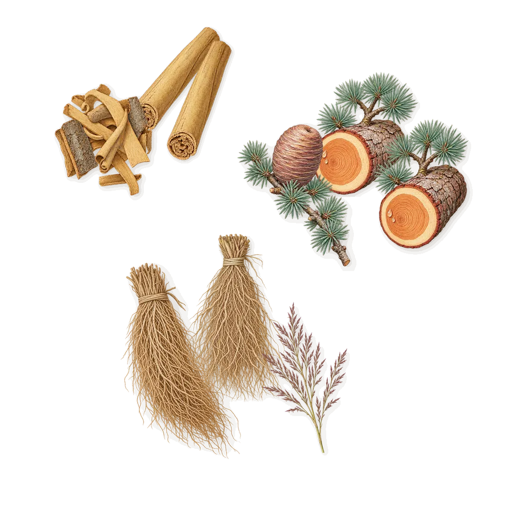 Mankind, as it settles: Cedar, Vetiver, Cinnamon