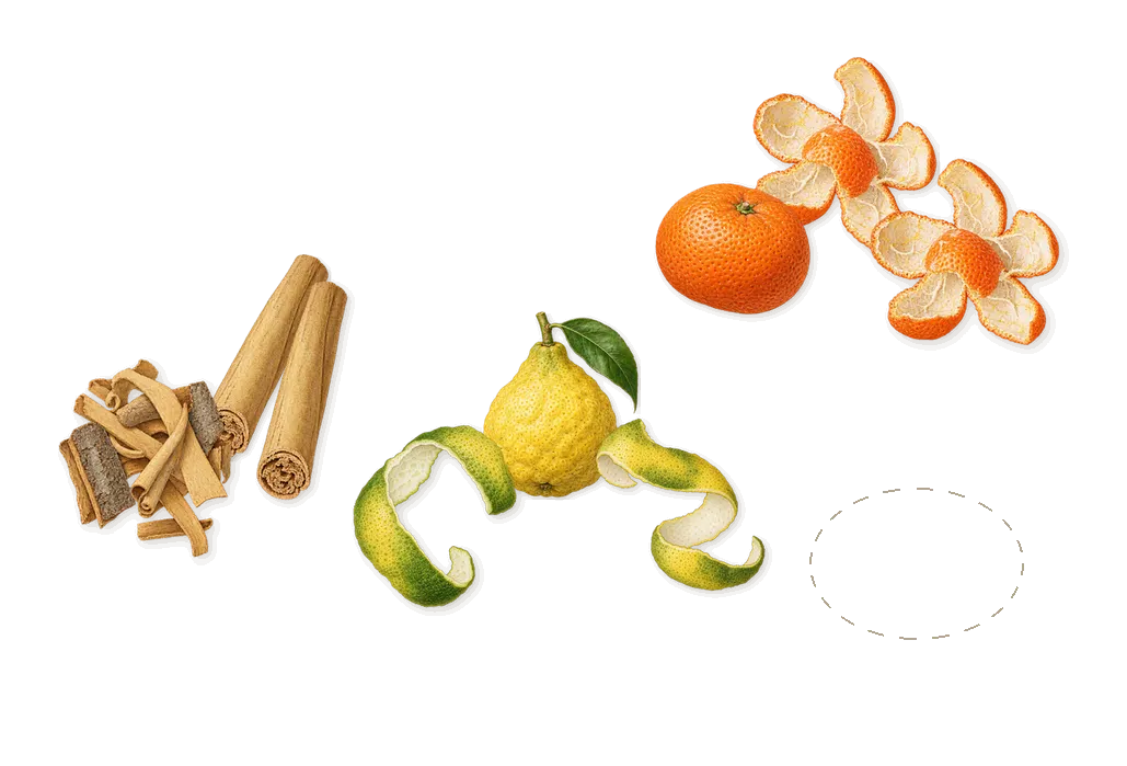 Essential, when you spray it: Bergamot, Cinnamon, Tomato leaf, Mandarin