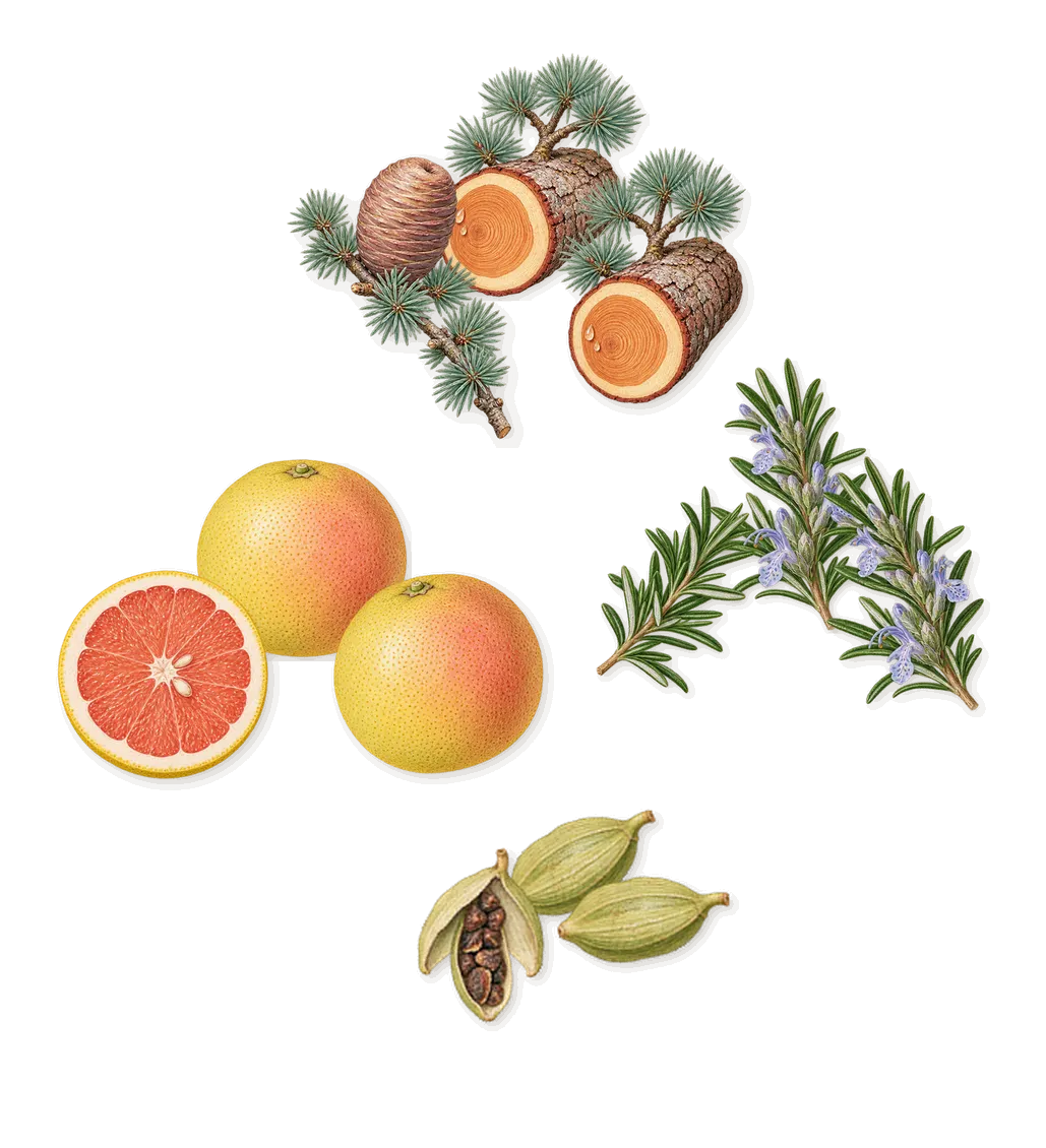 L.12.12 Blanc, when you spray it: Cardamom, Cedar, Rosemary, Grapefruit