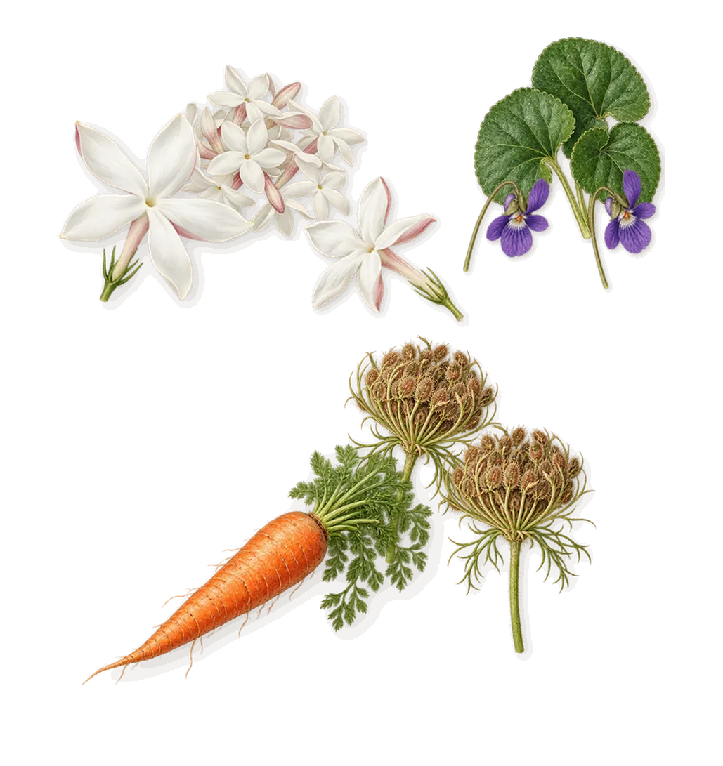 Touch of Pink, as it settles: Jasmine, Violet, Carrot