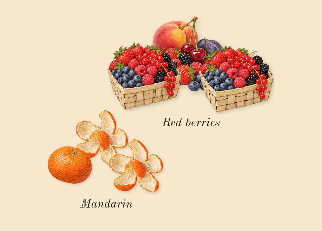 Nebras, top notes: Red berries, Mandarin