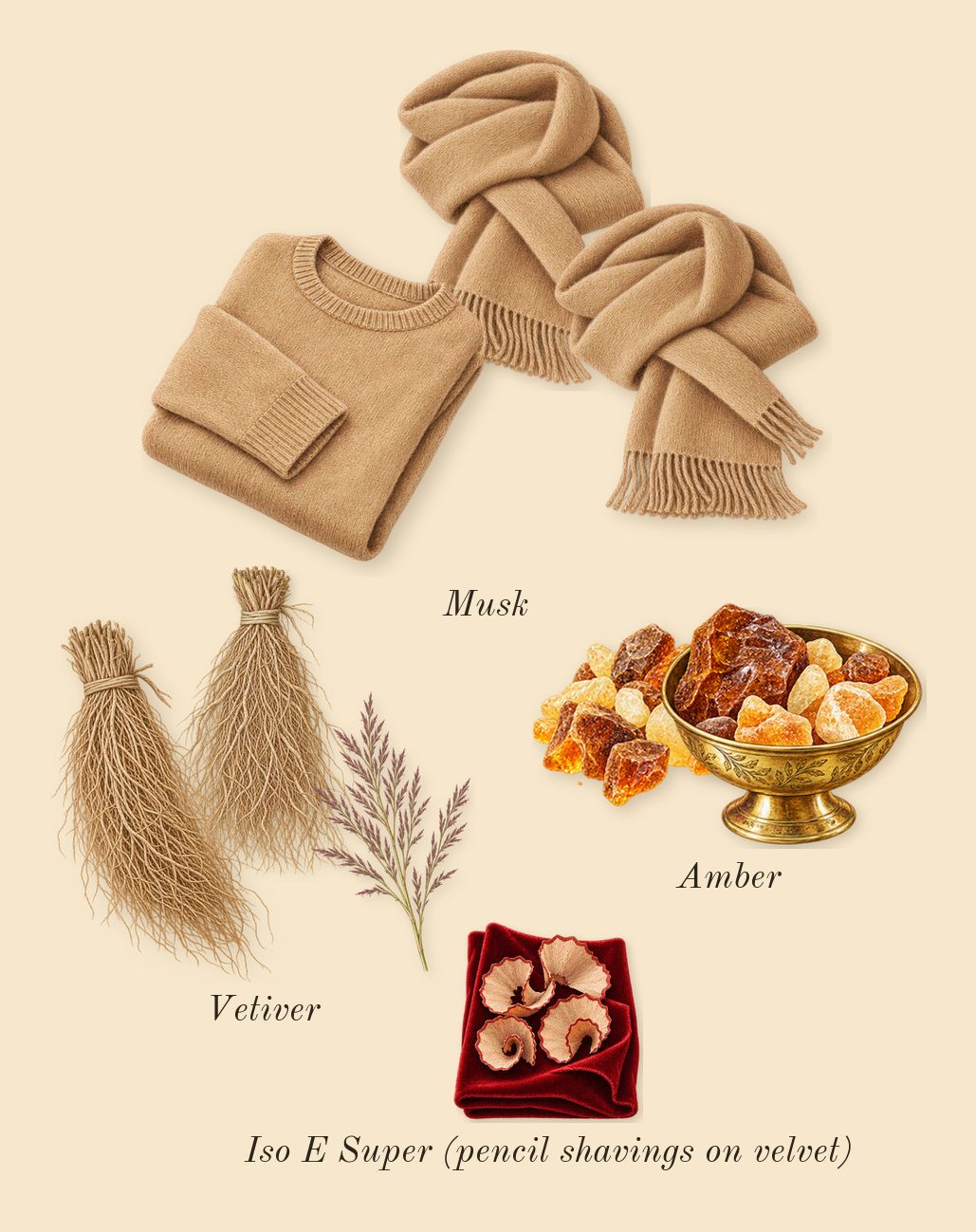 Bergamote 22, dry-down: Amber, Musk, Vetiver, Iso E Super (pencil shavings on velvet)