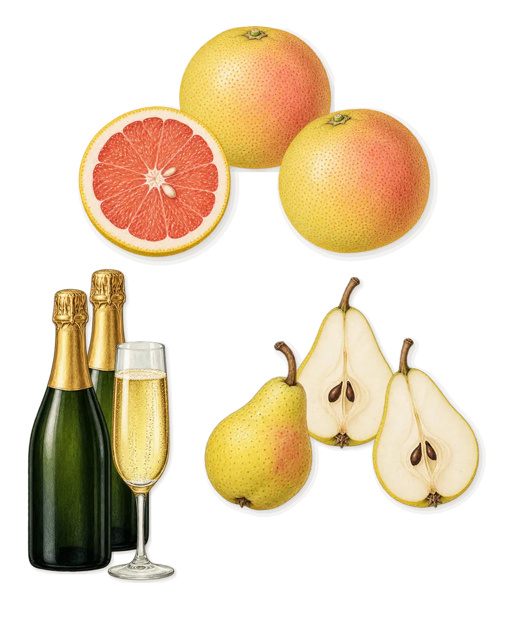 Dom Rosa, when you spray it: Champagne, Grapefruit, Pear