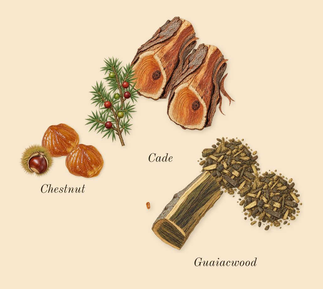 Replica By the Fireplace, heart: Chestnut, Guaiacwood, Cade