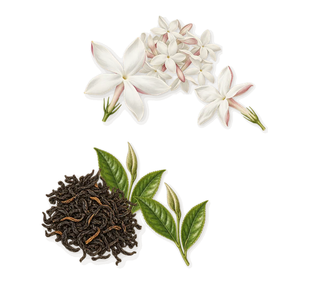 Printemps Blanc, as it settles: Jasmine, Tea