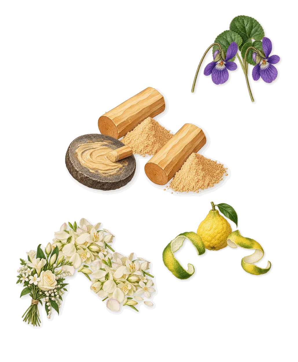 Saint Tropez, when you spray it: Violet, Sandalwood, White flowers, Bergamot