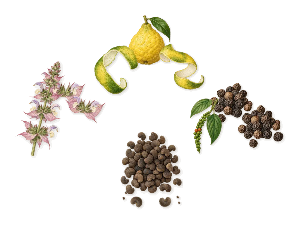Lost Alice, when you spray it: Bergamot, Ambrette, Clary sage, Black pepper