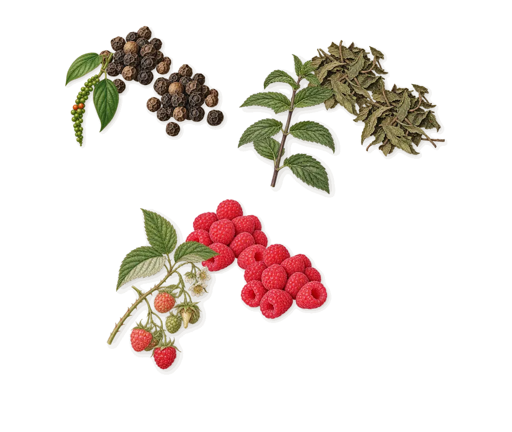 Russian Tea, when you spray it: Mint, Black pepper, Raspberry