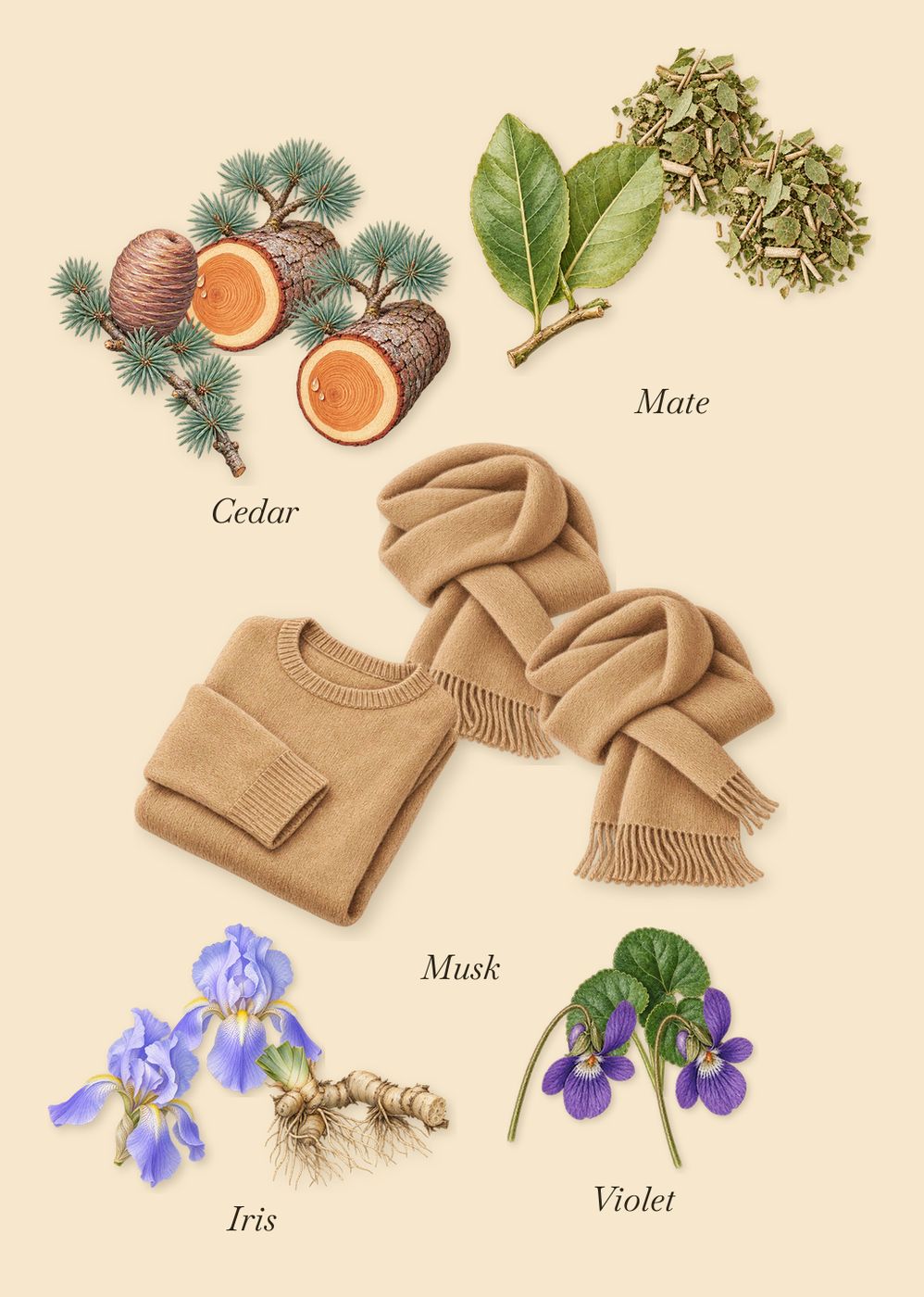 Inlé, what stays: Musk, Cedar, Violet, Mate, Iris