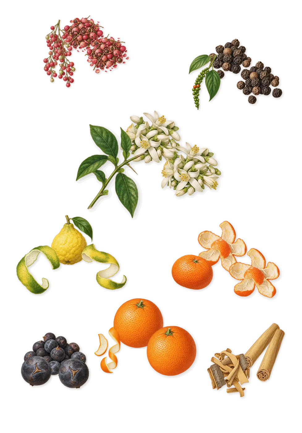 Ithaque, when you spray it: Bergamot, Sweet orange, Black pepper, Juniper, Cinnamon, Bitter orange, Mandarin, Pink pepper