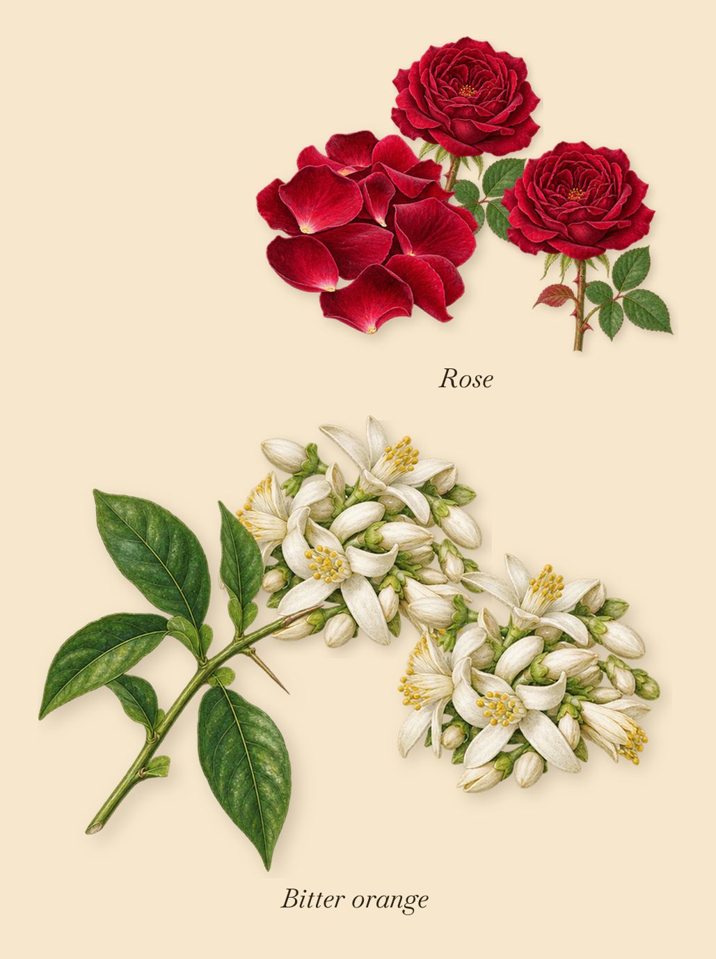 Sherwood, as it settles: Bitter orange, Rose