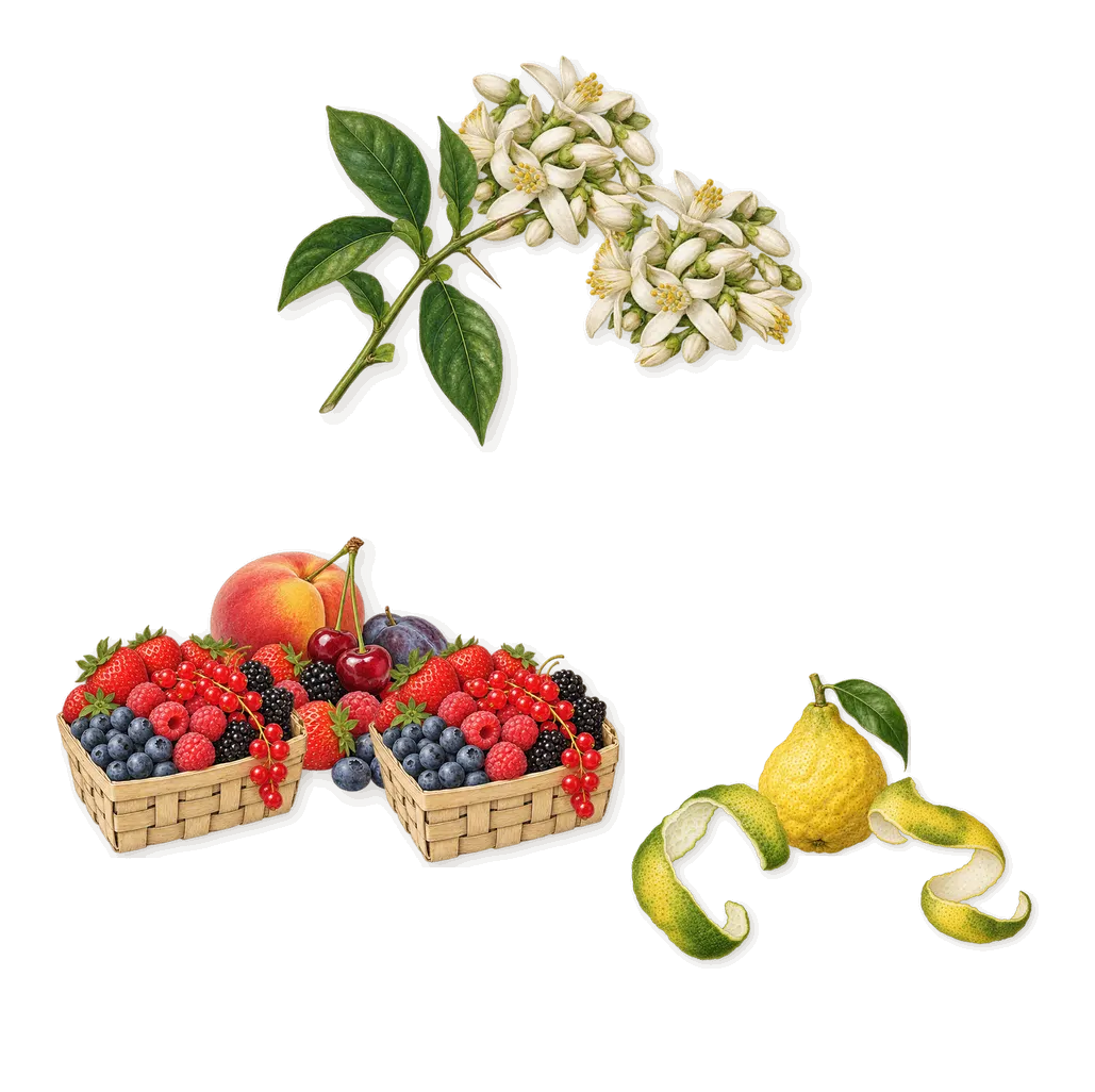 Sintra, when you spray it: Bergamot, Red fruits, Bitter orange