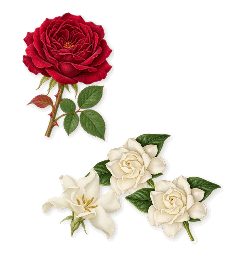 Miutine Intense, as it settles: Gardenia, Rose