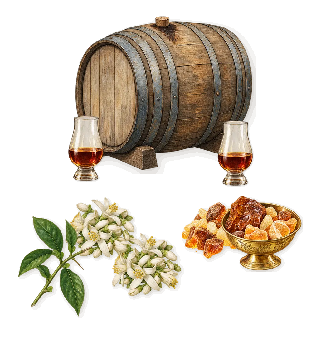 Amber Radiance, as it settles: Rum, Amber, Orange blossom