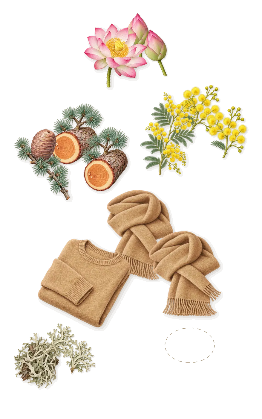 Voyage, what stays: Mimosa, Sailcloth accord, Lotus, Cedar, Musk, Oakmoss