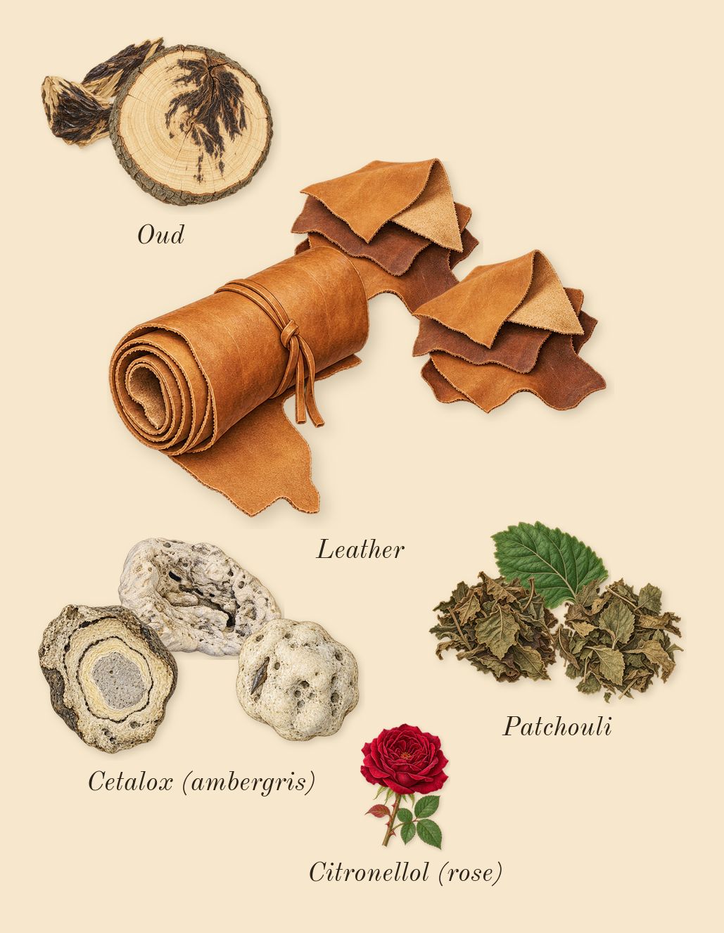Opus VII Reckless Leather, heart: Oud, Patchouli, Cetalox (ambergris), Leather, Citronellol (rose)
