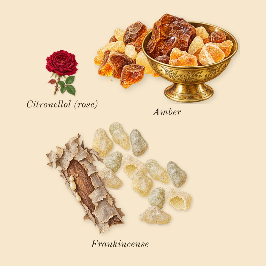Opus XV King Blue, heart: Frankincense, Amber, Citronellol (rose)