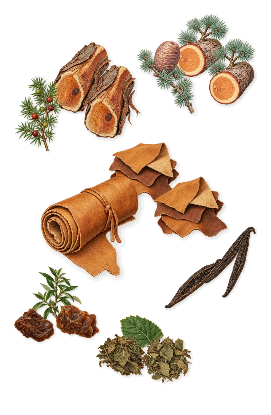 Cuoium, what stays: Leather, Cade, Cedar, Labdanum, Patchouli, Vanilla